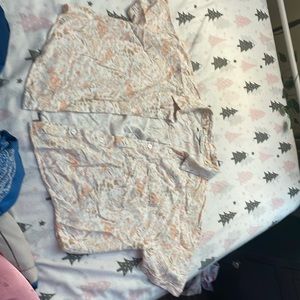 womens cropped button up short sleeved blouse floral design